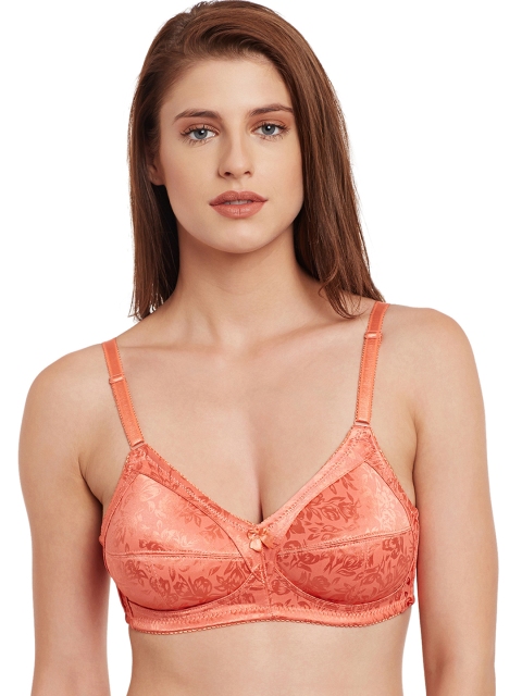 

SECRETT CURVES Orange Self-Design Non-Wired Non Padded Minimizer Bra