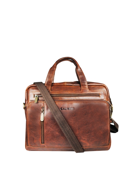 

CALFNERO Men Brown & Gold-Toned Messenger Bag