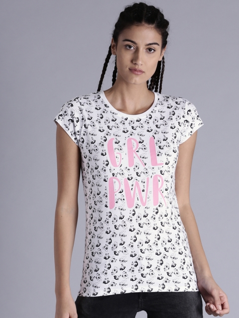 

Powerpuff Girls by Kook N Keech Powerpuff Girls Women White & Black Printed Round Neck Longline T-Shirt