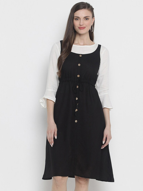 

God Bless Black Pinafore Dress