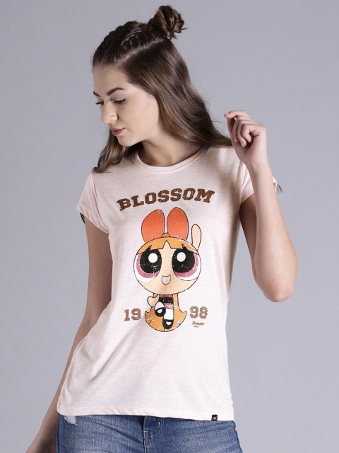 

Powerpuff Girls by Kook N Keech Powerpuff Girls Women Pink Printed Round Neck T-shirt