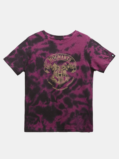 

The Souled Store Boys Lavender HOGWARTS logo Printed Round-Neck T-shirt