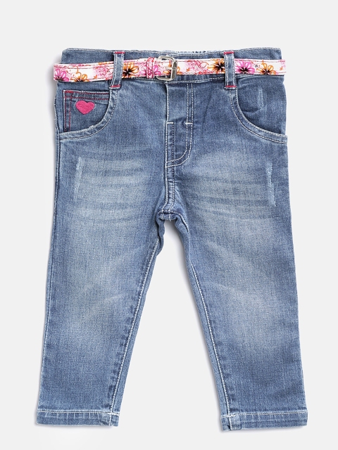 

Baby League Girls Blue Mid-Rise Mildly Distressed Stretchable Jeans