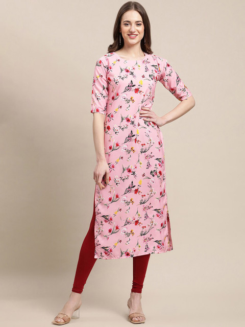 

Ethnic basket Women Multicoloured Ethnic Motifs Printed Flared Sleeves Mirror Work Block Print Crepe Kurta, Multi