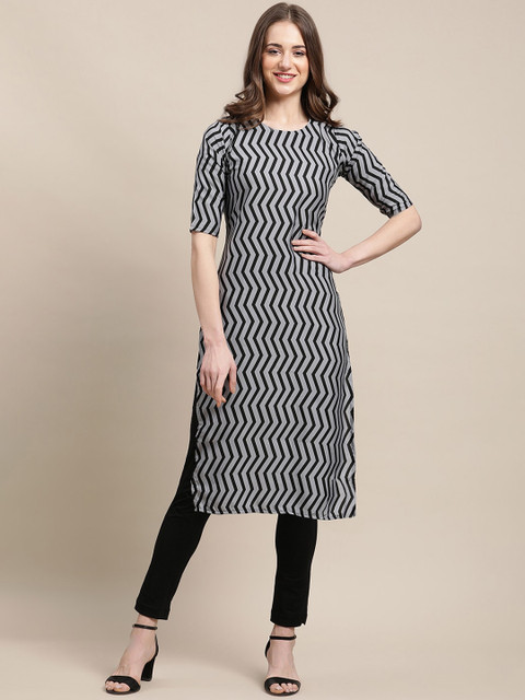 

Ethnic basket Women Pack of 5 Black & Red Ethnic Motifs Printed Crepe Kurta