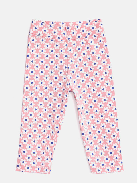 

612 league Girls Pink & White Floral Print Leggings