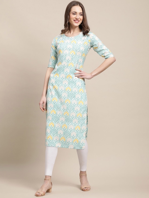 

Ethnic basket Women Pack Of 5 Floral Printed Crepe Kurta, Beige