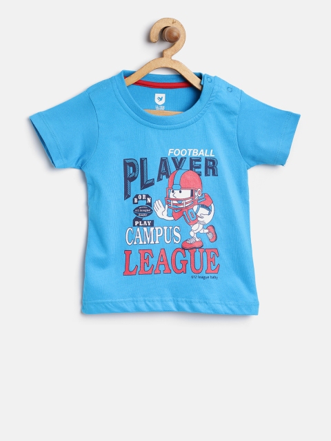 

612 league Boys Blue Printed Round Neck T-shirt