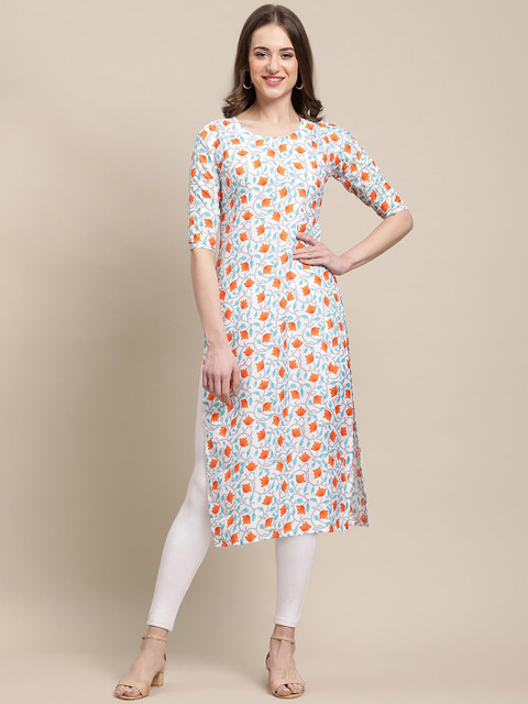 

Ethnic basket Women Pack of 5 Printed Crepe Straight Kurtas, Blue