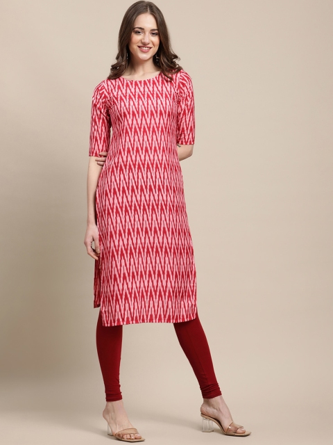 

Ethnic basket Women Red & Yellow Pack Of 5 Geometric Block Print Crepe Kurta