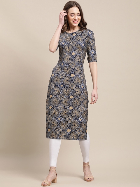 

Ethnic basket Women Multicoloured Floral Printed Block Print Crepe Kurta, Multi