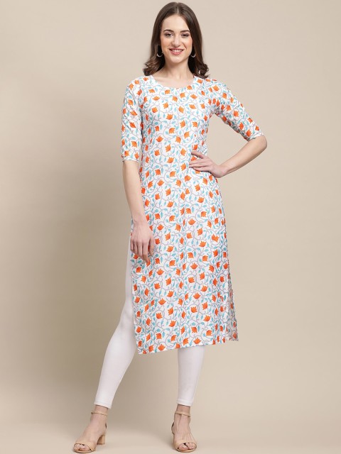 

Ethnic basket Women Multicoloured Geometric Printed Block Print Crepe Kurta, Multi