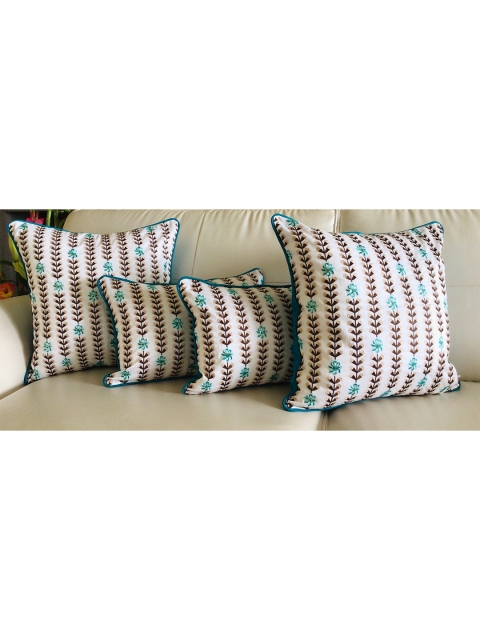 

TARA- Sparkling Homes Set of 2 Embroidered Square Cushion Covers, Blue