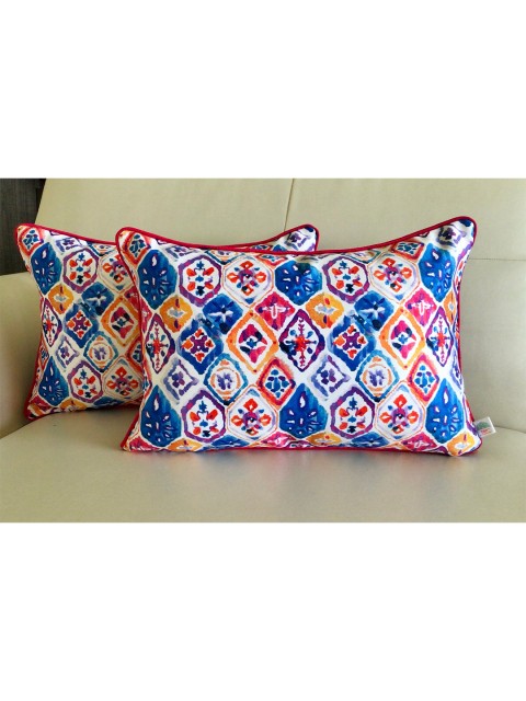 

TARA- Sparkling Homes Set of 2 Geometric Rectangle Cushion Covers, Purple