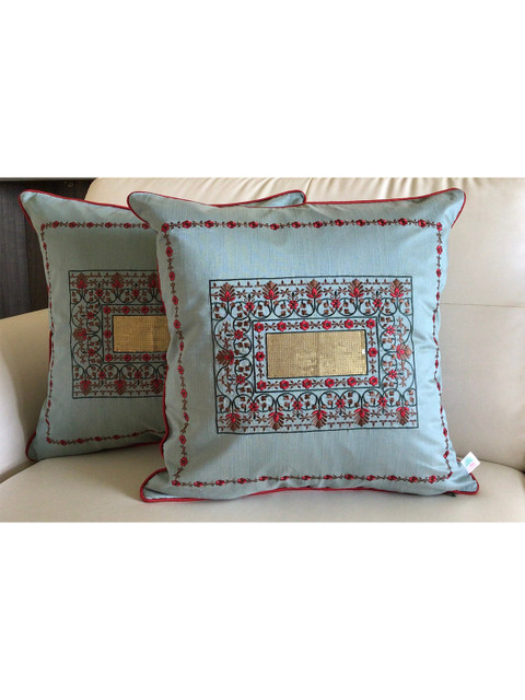 

TARA- Sparkling Homes Set of 2 Ethnic Motifs Square Cushion Covers, Grey