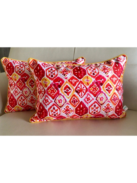 

TARA- Sparkling Homes Set of 2 Abstract Rectangle Cushion Covers, Pink