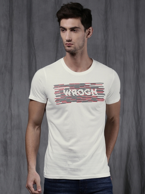 

WROGN Men Off-White Printed Round Neck T-shirt