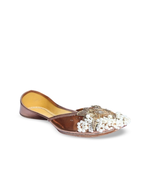 

5 ELEMENTS Women Copper-Toned Embellished Ballerinas Flats