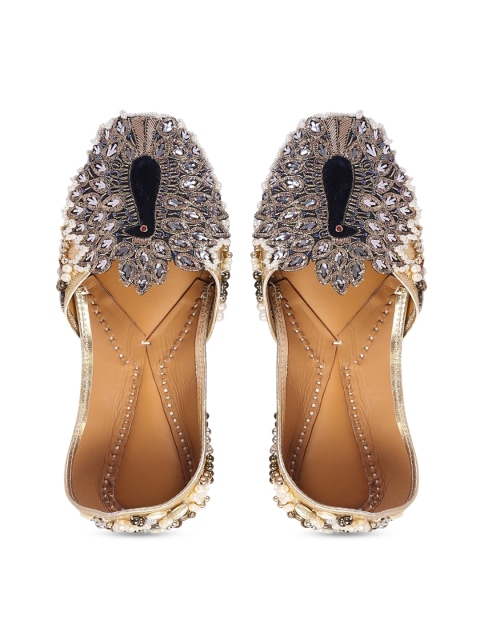 

5 ELEMENTS Women Gold-Toned Embellished Ballerinas Flats