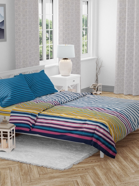 

HomeTown Blue & White Striped Cotton Bedding Set