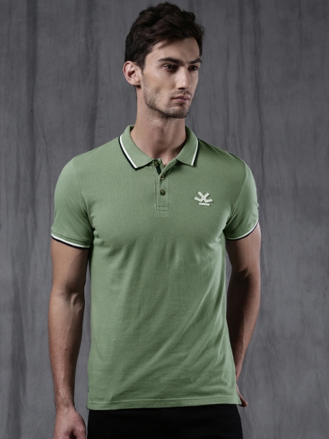

WROGN Men Green Solid Polo Collar T-shirt