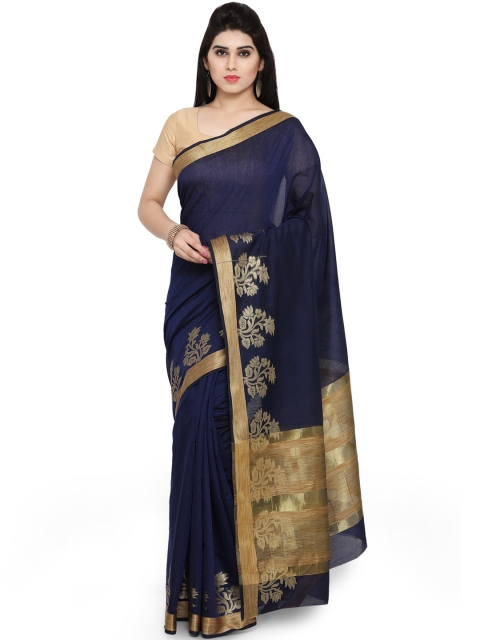 

Saree mall Navy Blue Art Silk Solid Saree