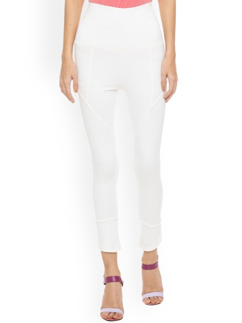 

UNMADE Women Off White Solid Calf-Length Leggings