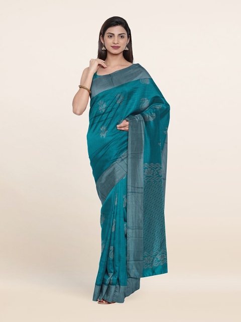 

Pothys Blue Paisley Silk Cotton Saree