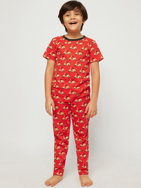 

frangipani Boys Red & Yellow Printed Night suit
