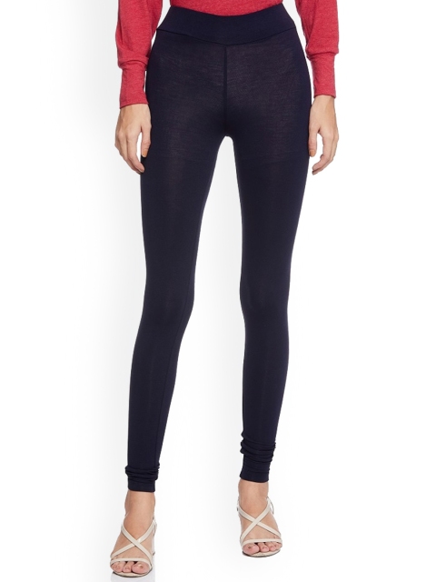 

UNMADE Women Navy Blue Solid Ankle-Length Leggings