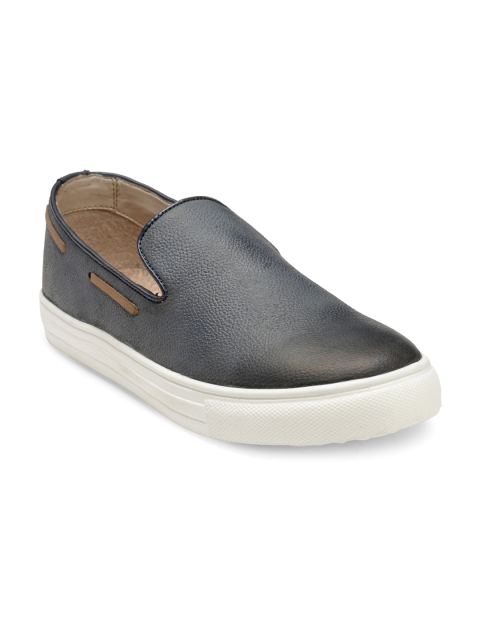 

Franco Leone Men Blue Leather Slip-On Sneakers