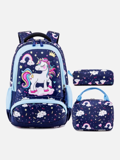 

Little Surprise Box LLP Unisex Kids Set Of 3 Lunch Bag , Pouch & Backpack, Blue