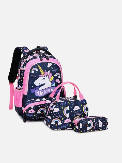 

Little Surprise Box LLP Unisex Kids Set Of 3 Lunch Bag , Pouch & Backpack, Blue