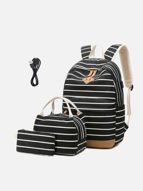 

Little Surprise Box LLP Unisex Kids Black & White Striped Backpack