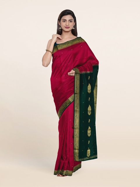 

Pothys Red & Green Ethnic Motif Zari Pure Silk Saree