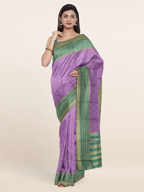 

Pothys Lavender & Green Floral Zari Pure Silk Saree