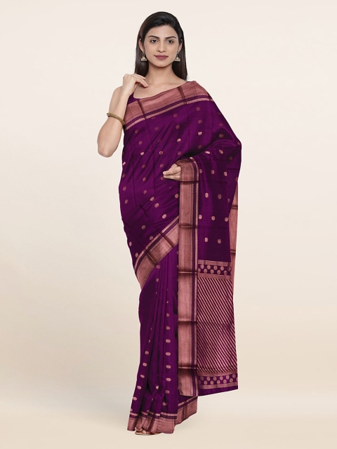 

Pothys Violet & Maroon Ethnic Motifs Zari Pure Silk Saree