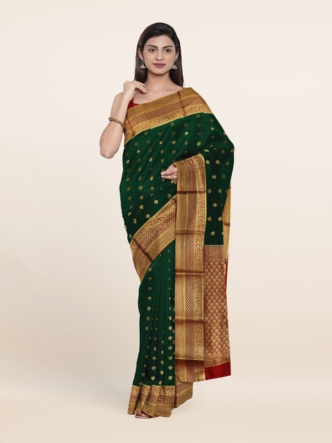 

Pothys Green & Red Ethnic Motifs Zari Pure Silk Saree