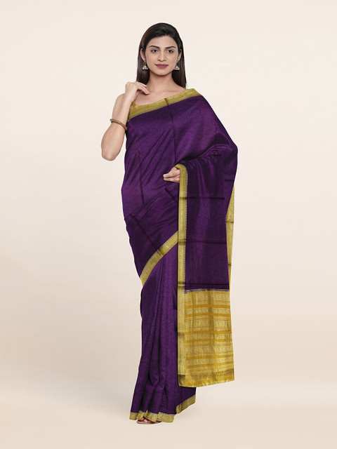 

Pothys Purple & Gold-Toned Pure Silk Saree