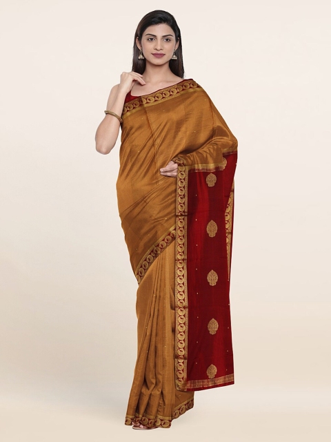 

Pothys Tan & Red Woven Design Pure Silk Saree