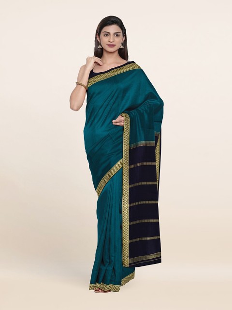 

Pothys Blue & Gold-Toned Pure Silk Saree