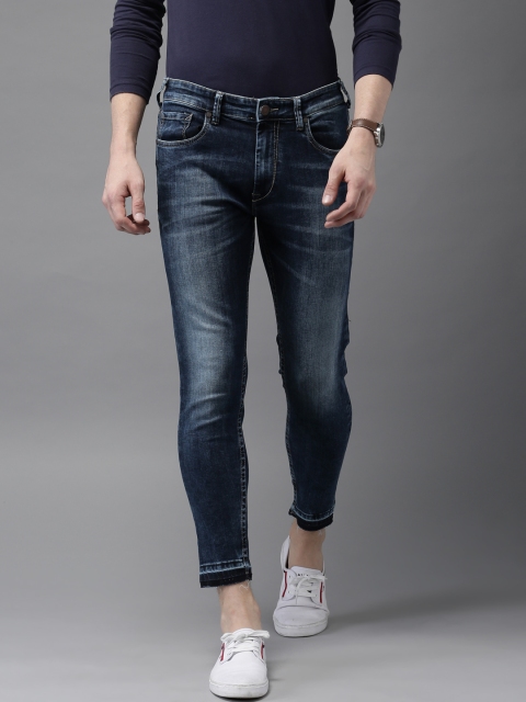 

HERE&NOW Men Ankle Length Mid-Rise Skinny Fit Blue Clean Look Jeans