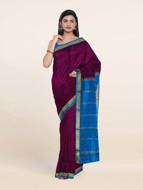 

Pothys Purple & Blue Zari Pure Silk Saree