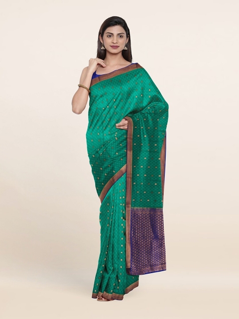 

Pothys Green & Purple Woven Design Zari Pure Silk Saree