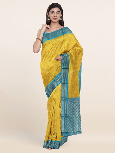 

Pothys Yellow & Blue Woven Design Zari Pure Silk Saree