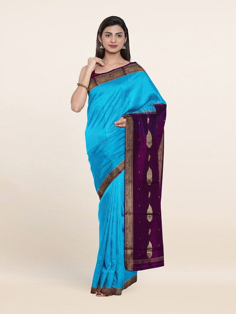 

Pothys Blue & Purple Woven Design Zari Pure Silk Saree