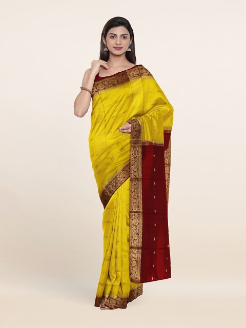 

Pothys Yellow & Red Woven Design Zari Pure Silk Saree