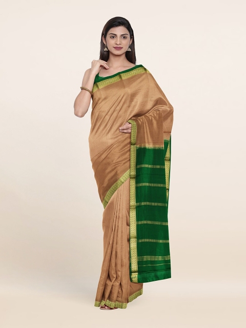 

Pothys Tan & Green Zari Pure Silk Saree