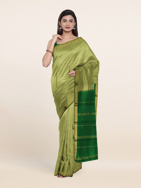 

Pothys Green & Gold-Toned Zari Pure Silk Saree