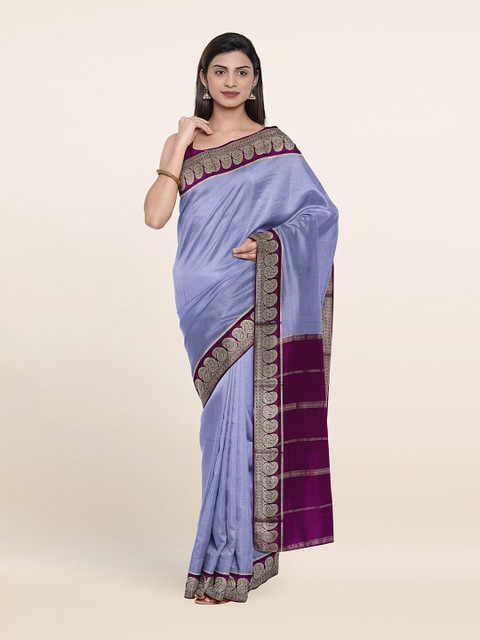 

Pothys Grey & Purple Pure Silk Saree
